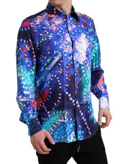 Dolce & Gabbana Purple Luminarie Silk Slim MARTINI Shirt - Shirts