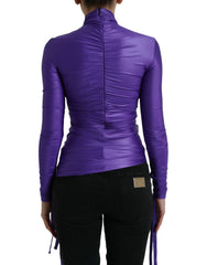 Dolce & Gabbana Purple Nylon Stretch Slim Long Sleeves Top - IT40|S - Shirts