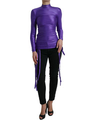 Dolce & Gabbana Purple Nylon Stretch Slim Long Sleeves Top - IT40|S - Shirts