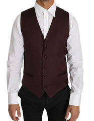 Dolce & Gabbana Purple Pattern Wool Silk Waistcoat Vest - IT48 | M - Vests