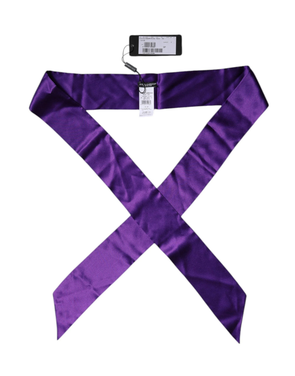 Dolce & Gabbana Purple Satin Silk Skinny Neck Foulard Scarf - Scarves & Shawls
