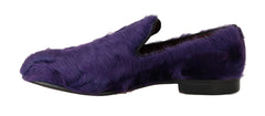 Dolce & Gabbana Purple Sheep Fur Leather Loafers - Flats
