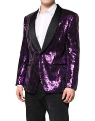 Dolce & Gabbana Purple SICILIA Sequin Embellish Coat Jacket - Sport Jackets
