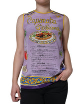 Dolce & Gabbana Purple Silk Caponata Siciliana Print Tank Top - IT40|S - Tank Tops