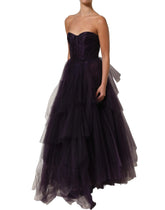 Dolce & Gabbana Purple Tiered Tulle Silk Long Gown Dress - IT38 | XS