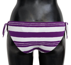 Dolce & Gabbana Purple White Stripes Beachwear Bikini Bottom - IT2 | S - Classic Bikinis
