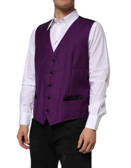 Dolce & Gabbana Purple Wool Dress Formal Waistcoat Vest - IT54 | XL - Vests