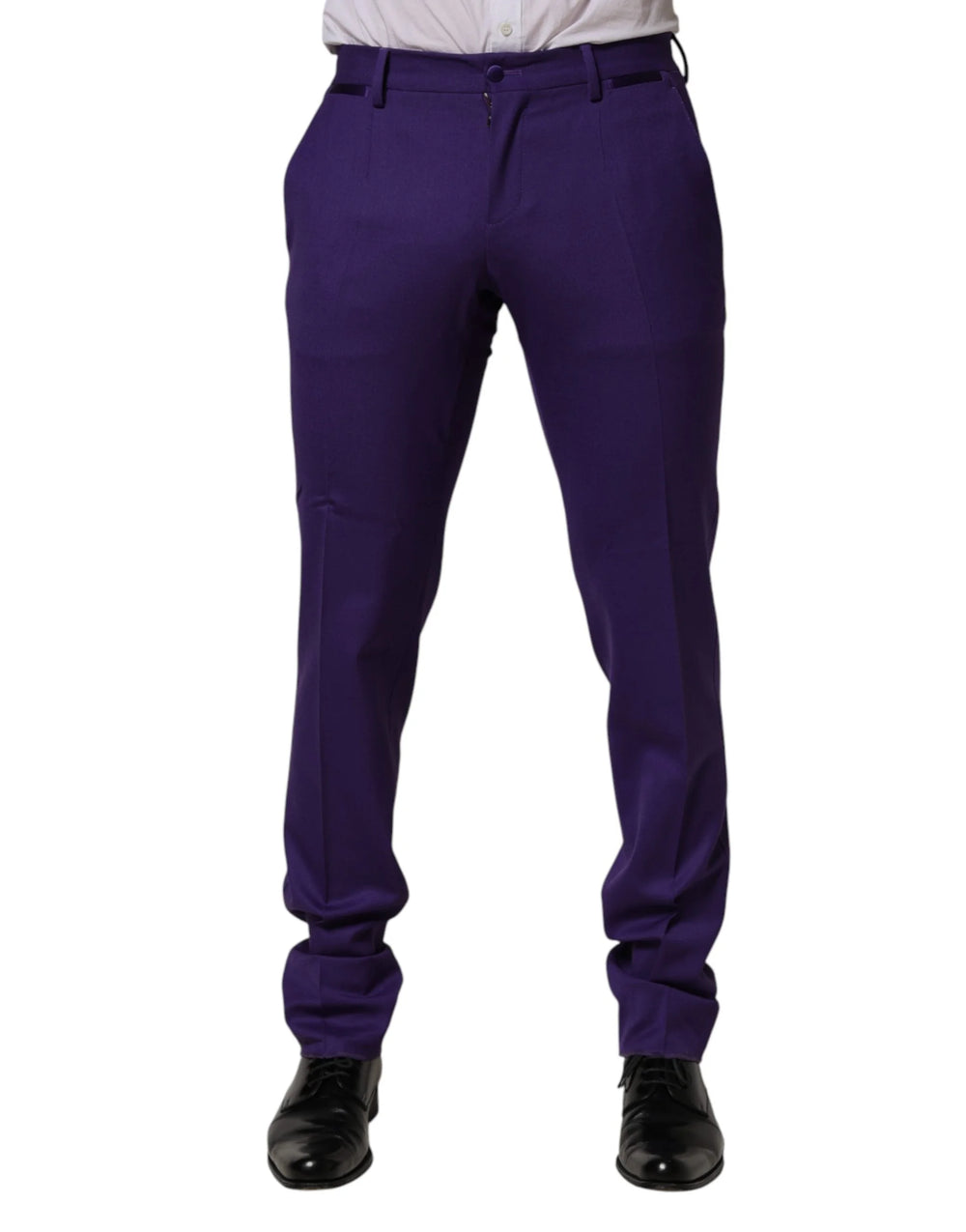Dolce & Gabbana Purple Wool Skinny Dress Men Trouser Pants - IT46 | S