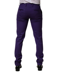 Dolce & Gabbana Purple Wool Skinny Dress Men Trouser Pants - IT46 | S