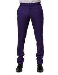 Dolce & Gabbana Purple Wool Skinny Dress Men Trouser Pants - IT46 | S