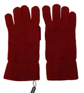 Dolce & Gabbana Red 100% Cashmere Knit Hands Mitten Mens Gloves - 9|M - Gloves & Mittens
