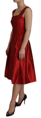 Dolce & Gabbana Red A-line Pleated Satin Silk Dress - Dresses