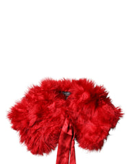 Dolce & Gabbana Red Alpaca Fur Women Neck Warmer Winter Scarf - IT40|S - Scarves & Shawls