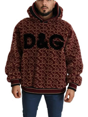 Dolce & Gabbana Red Beige Wool Oversize Hooded Pullover Sweater - IT48 | M - Sweaters