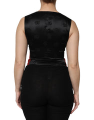 Dolce & Gabbana Red Black Button Down Sleeveless Vest Top - IT40|S - Vests
