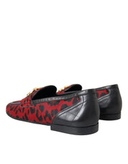 Dolce & Gabbana Red Black Leopard DG Loafers Formal Men Shoes - EU39/US6 - Flats