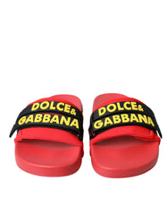 Dolce & Gabbana Red Black Logo Beachwear Flats Sandals Shoes - EU36/US5.5 - Sandals
