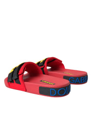 Dolce & Gabbana Red Black Logo Beachwear Flats Sandals Shoes - EU36/US5.5 - Sandals