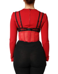 Dolce & Gabbana Red Black Nylon Bralette-Style Cropped Top - IT40|S