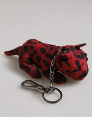 Dolce & Gabbana Red Black Polyester Animal Silhouette Keychain Keyring - Keychains