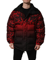 Dolce & Gabbana Piros-Fekete, Fordítható, Állatmintás Puffer Férfi Kabát