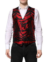 Dolce & Gabbana Red Black Stripe Dress Formal Waistcoat Vest - IT48 | M - Vests