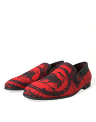 Dolce & Gabbana Red Black Torero Loafers Slippers Men Shoes - Flats
