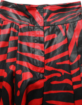 Dolce & Gabbana Red Black Zebra Print Cotton HighWaist Pants