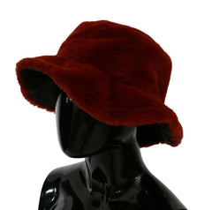 Dolce & Gabbana Red Bordeaux Fur Wide Brim Bucket Hat - 58 cm|M - Bucket Hats
