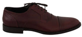 Dolce & Gabbana Red Bordeaux Leather Derby Formal Shoes - EU40/US7 - Shoes