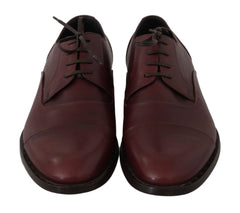 Dolce & Gabbana Red Bordeaux Leather Derby Formal Shoes - EU40/US7 - Shoes