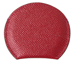 Dolce & Gabbana Red Calfskin Leather Round Hand Mirror Holder - Face Mirrors