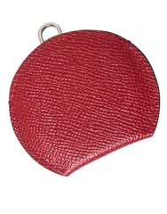Dolce & Gabbana Red Calfskin Leather Round Logo Hand Mirror Holder - Face Mirrors