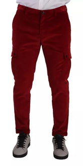 Dolce & Gabbana Red Corduroy Cotton Cargo Skinny Pants - IT48 | M - Cargo Pants
