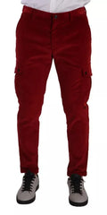 Dolce & Gabbana Red Corduroy Cotton Cargo Skinny Pants - IT48 | M - Cargo Pants