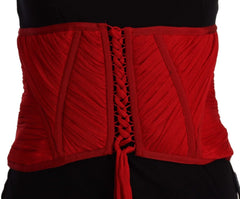 Dolce & Gabbana Red Corset Belt Stretch Waist Strap Silk Top - IT36 | XS