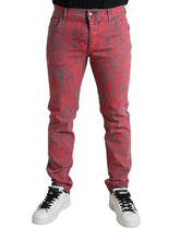 Dolce & Gabbana Red Cotton Dye Slim Fit Men Denim Jeans - IT48 | M - Jeans
