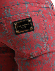 Dolce & Gabbana Red Cotton Dye Slim Fit Men Denim Jeans - IT48 | M - Jeans