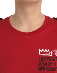Dolce & Gabbana Red Cotton Graphic Print Crew Neck T-shirt - T-Shirts