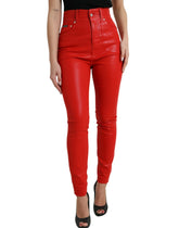 Dolce & Gabbana Red Cotton High Waist Skinny Denim Jeans - IT40|S - Jeans