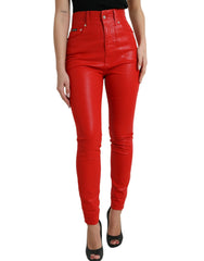 Dolce & Gabbana Red Cotton High Waist Skinny Denim Jeans - IT40|S - Jeans