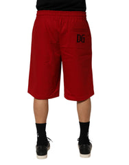 Dolce & Gabbana Red Cotton MidWaist Drawstring Bermuda Pants - Bermudas