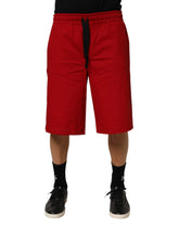 Dolce & Gabbana Red Cotton MidWaist Drawstring Bermuda Pants - Bermudas