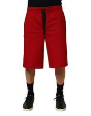 Dolce & Gabbana Red Cotton MidWaist Drawstring Bermuda Pants - Bermudas