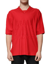 Dolce & Gabbana Red Cotton V-neck Short Sleeves T-shirt - IT50 | L - T-Shirts