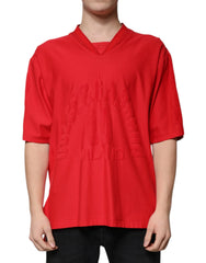 Dolce & Gabbana Red Cotton V-neck Short Sleeves T-shirt - IT50 | L - T-Shirts