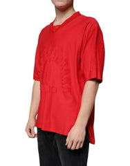 Dolce & Gabbana Red Cotton V-neck Short Sleeves T-shirt - IT50 | L - T-Shirts