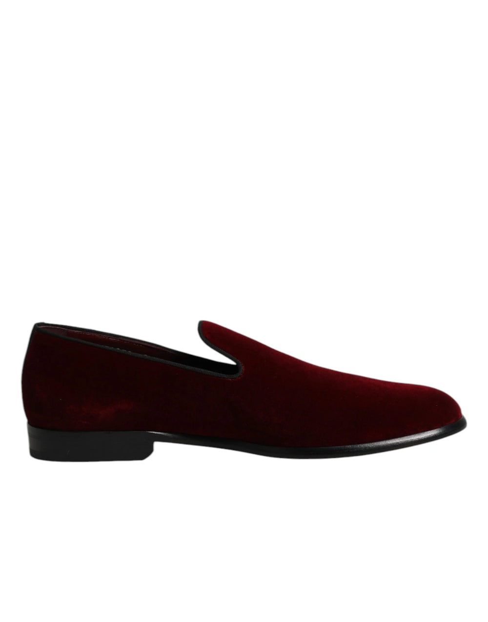 Dolce & Gabbana Red Cotton Velvet Slip On Loafers Formal Shoes - EU43/US10 - Flats