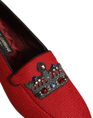 Dolce & Gabbana Red Crown Embellished Dress Loafers Shoes - EU44/US11