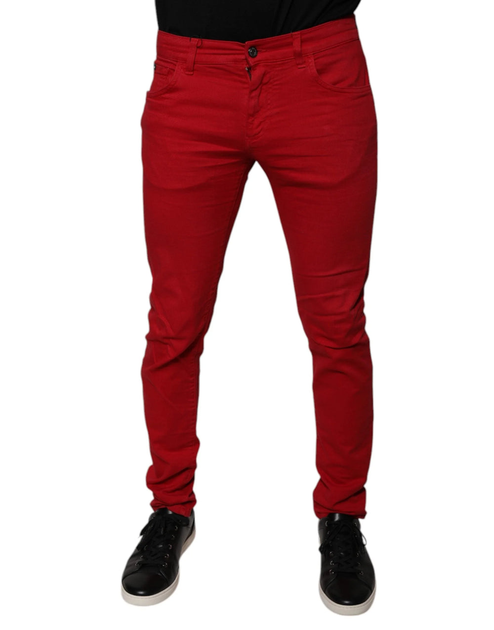Dolce & Gabbana Red Crown Logo Cotton Skinny Denim Jeans - IT48 | M - Jeans